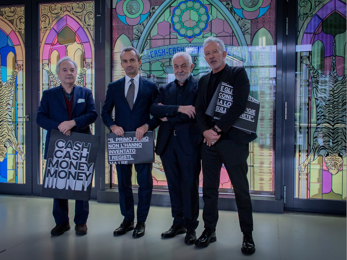 Prof. Leonardo Capano, Matteo Cidda, Responsabile Comunicazione di Banco BPM, Rettore Prof. Gianni Canova, Art Director Sergio Pappalettera